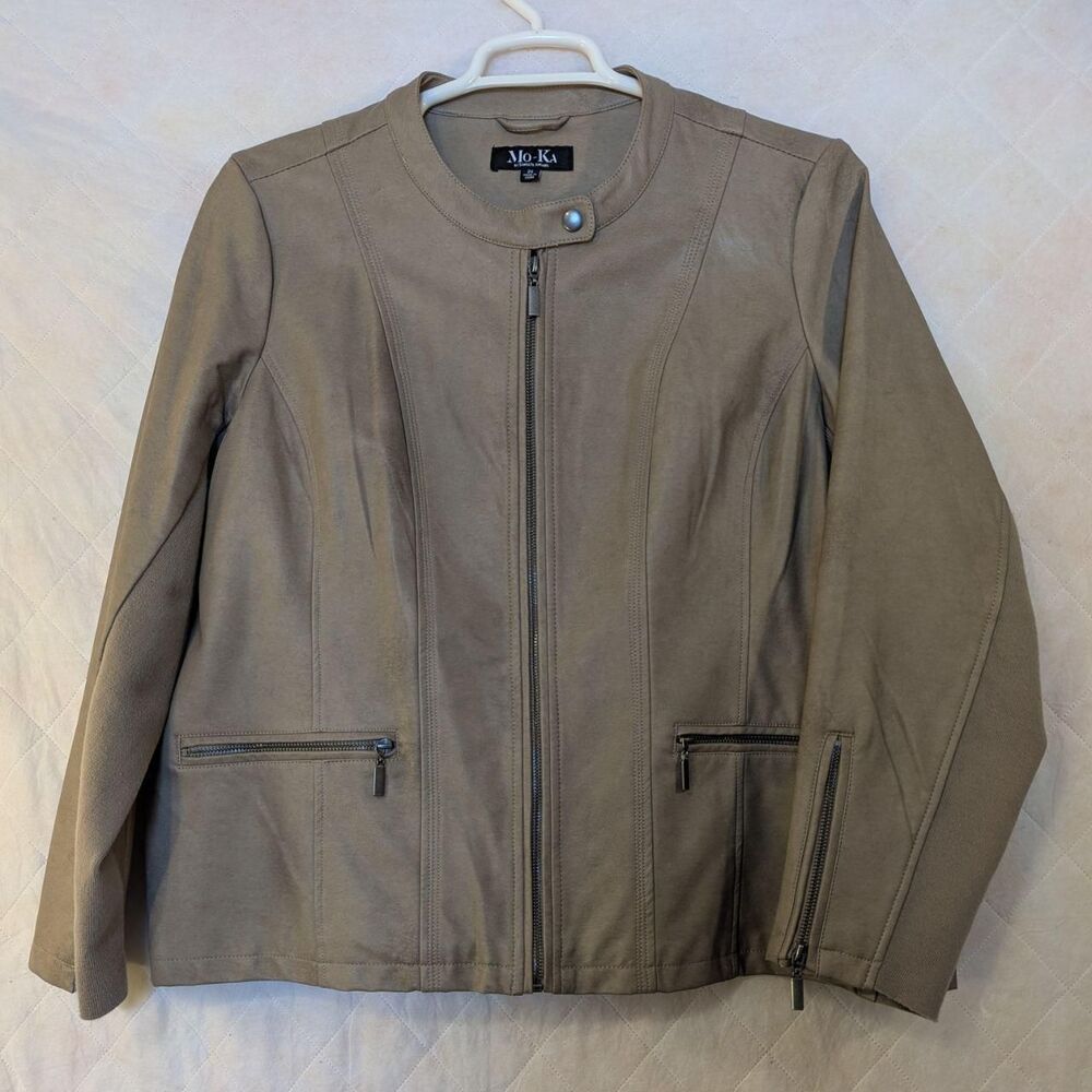 MO‑KA by Santa Fe Apparel Tan Faux Leather Jacket Women’s 2XL - Picture 6 of 8